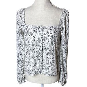 Lush Long Sleeve Square Neck Blouse- XS